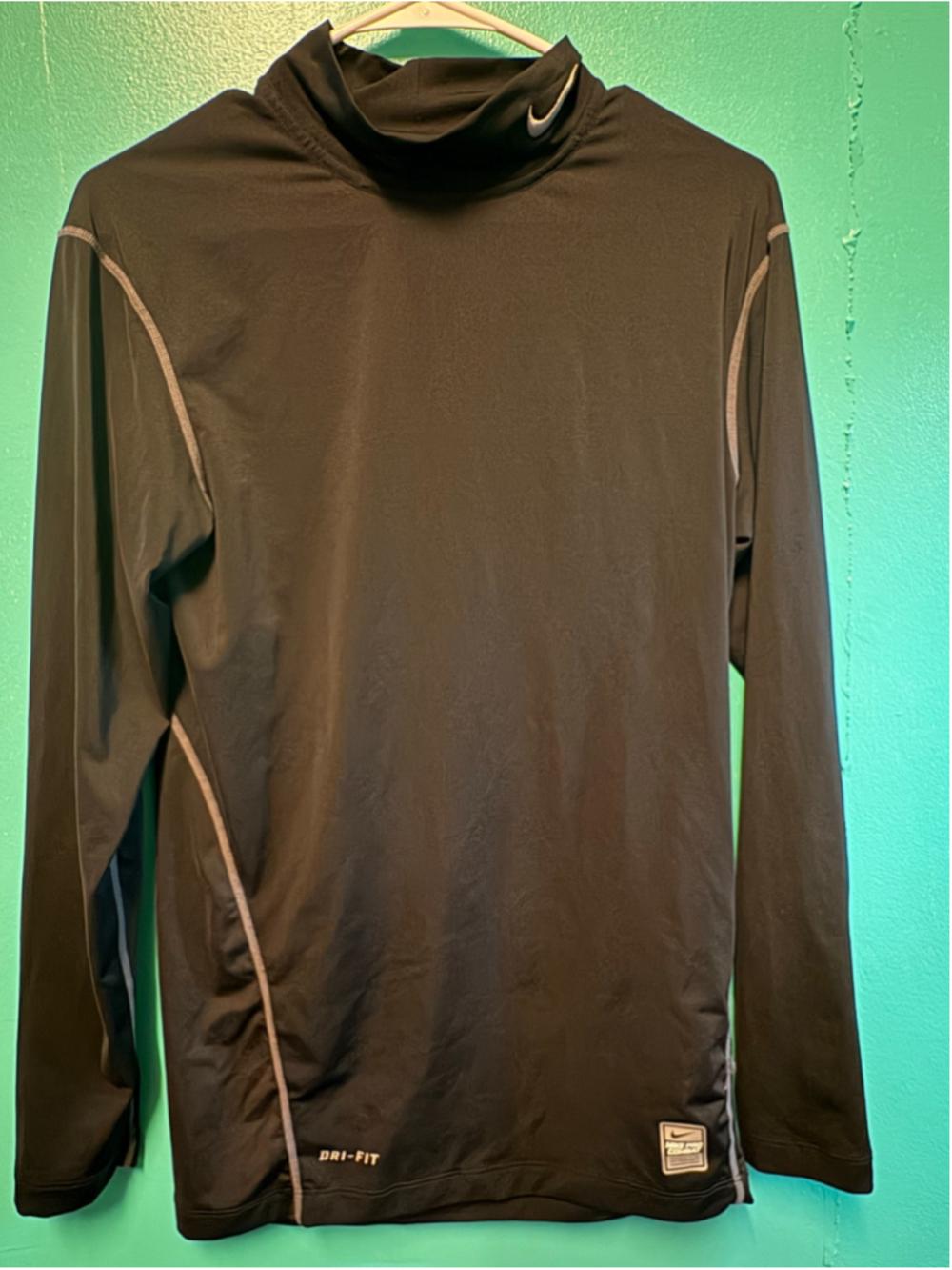 Men's Nike Pro Combat Long Sleeve Compression Shirt, Size L, Black/Grey